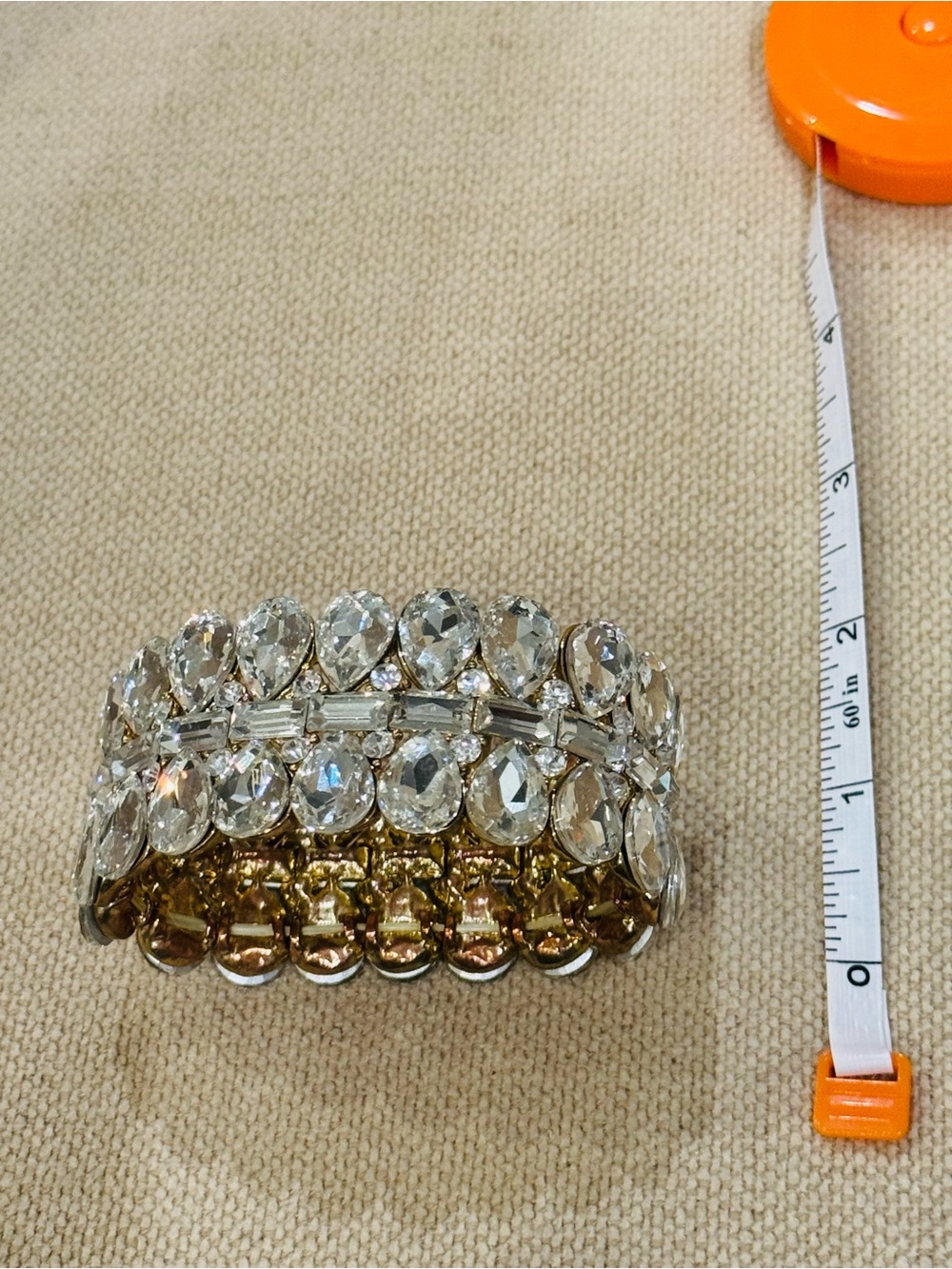 Gold-Tone Stretch Bracelet with Clear Crystal Accents - Picture 4 of 7